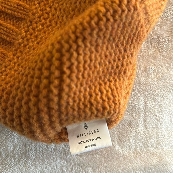 Will + Bear 100% Australian Wool - Tasman Ochre Soft Wool Pom Pom Beanie BNWT - Picture 7 of 10